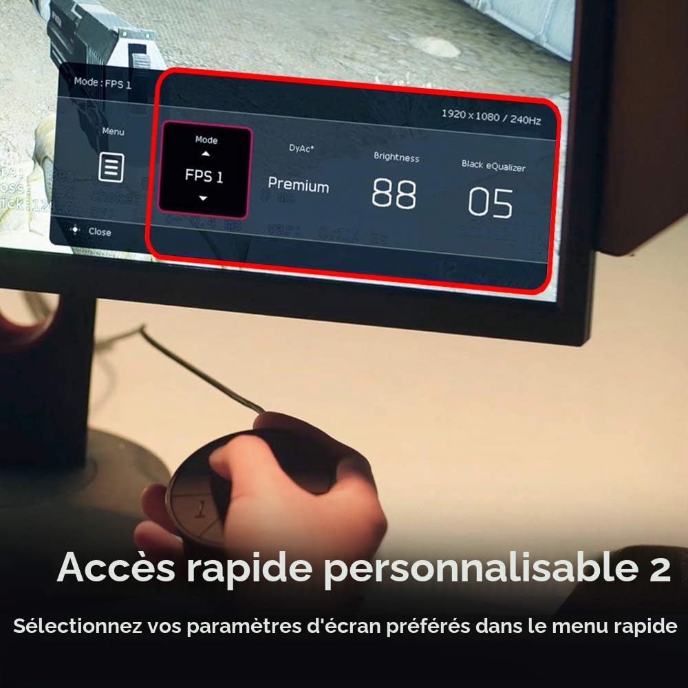 BenQ Zowie XL2540K Écran Gaming, 24 Pouces, 240Hz, TN Rapide, 1080p, HDMI 2.0 X3, DisplayPort, XL Setting to Share, réglage Hauteur Fluide, Progamer Base