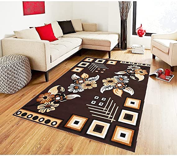 Image of Soft Thick Washable Rugs for Home Decor Living Room 6x8 Feet (180 x 235 Cm) Brown Color