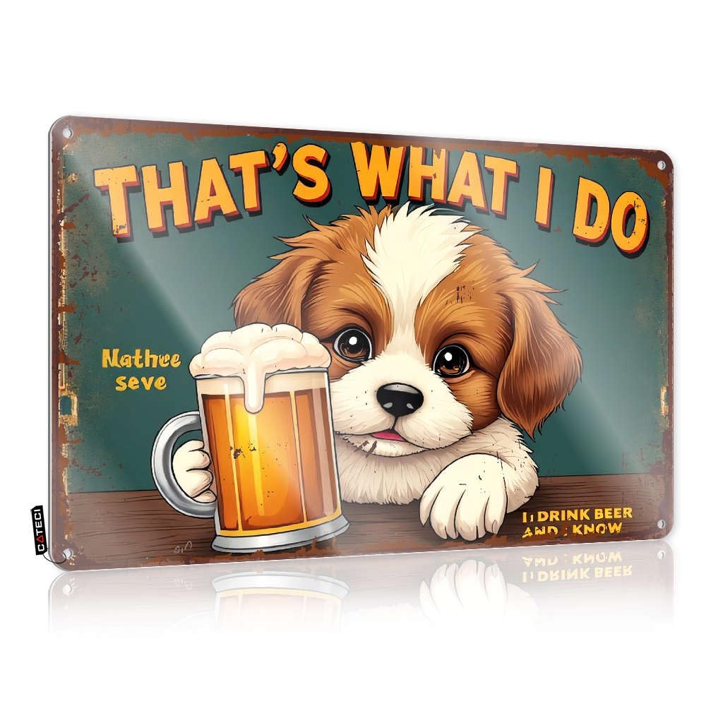 A Cute Puppy Holding A Mug Of Beer Personalized Name Vintage - Neon Farmhouse Signs Wall Art Decoration(30X40CM)