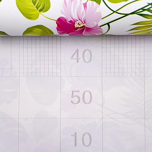 Miniatura 4 de SimpleLife4U Hawaii Flower Style Muebles Papel Autoadhesivo Estante Liner Maquillaje Joyería Gabinete Decoración 17.7 pulgadas Por 9.8 pies