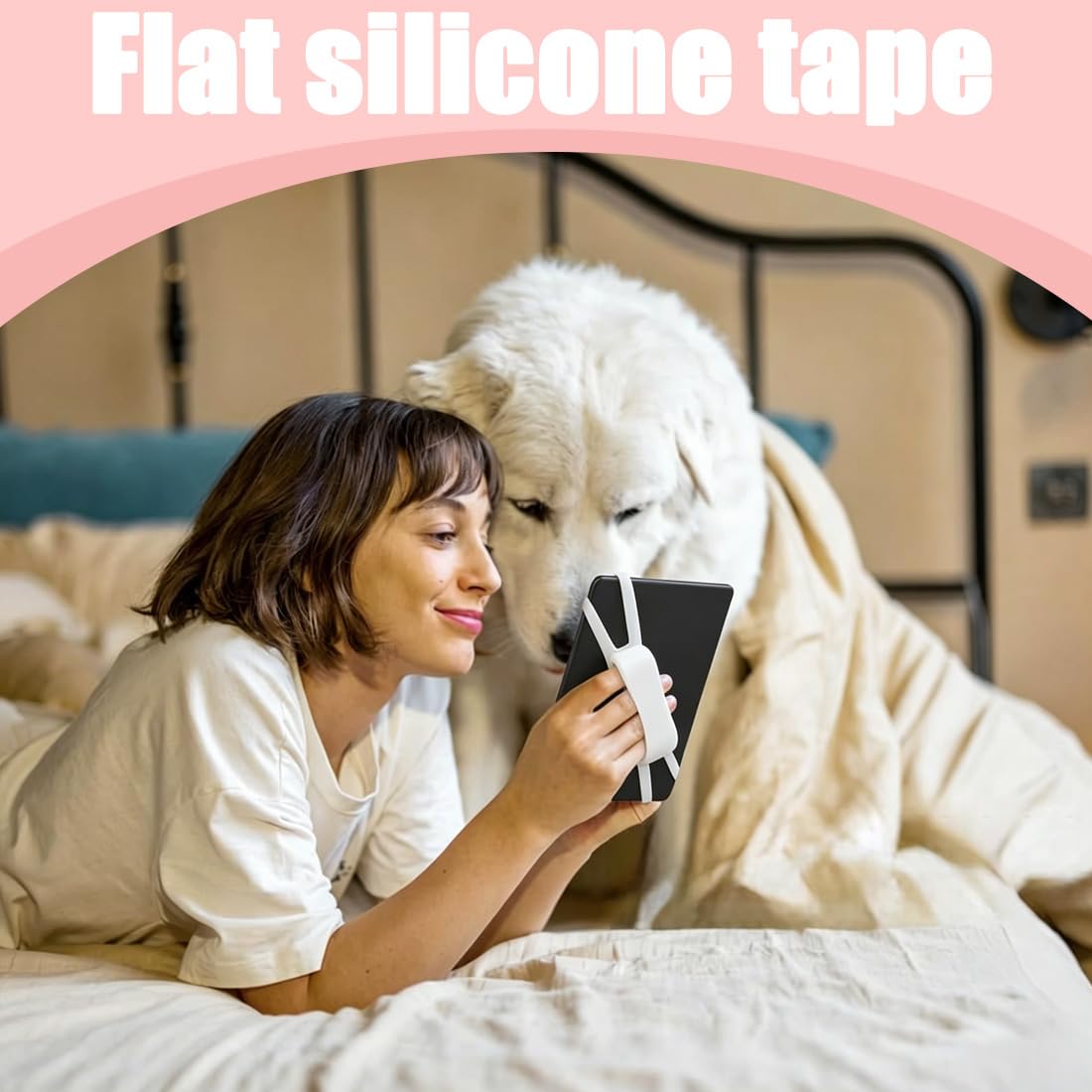 2Pcs Support de Dragonne Confortable, Sangle de Main Légère et Polyvalente à Haute Élasticité Support à Main Léger et Sécurisé pour Lire au Lit, Compatible avec 6-8"