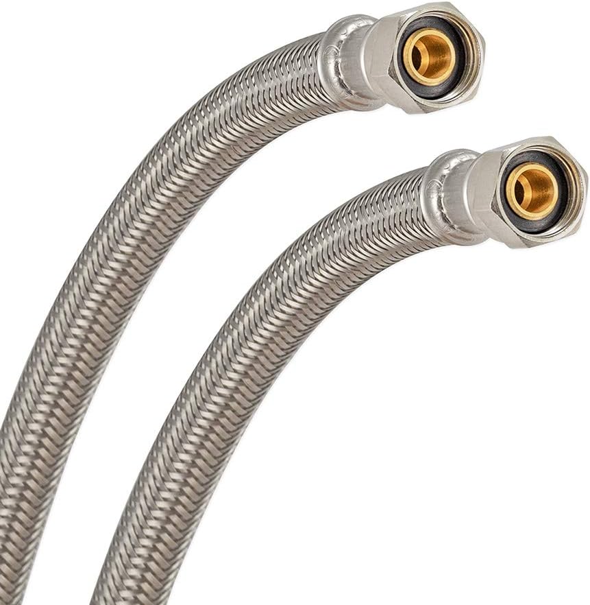 Eastman 48141 Braided Stainless Steel Faucet Connector with 3/8 inch Comp Connection, 6 inch