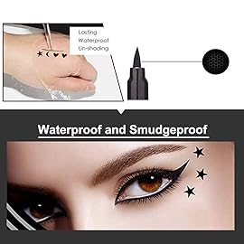 evpct 4in1 Star Flowers Hearts Moon Face Stamps Eyeliner Makeup Set, Black Colored Liquid Winged Wing Eyeliner Stamp Wingliner, Waterproof, Star Eye Liner Stamp Figures Tool