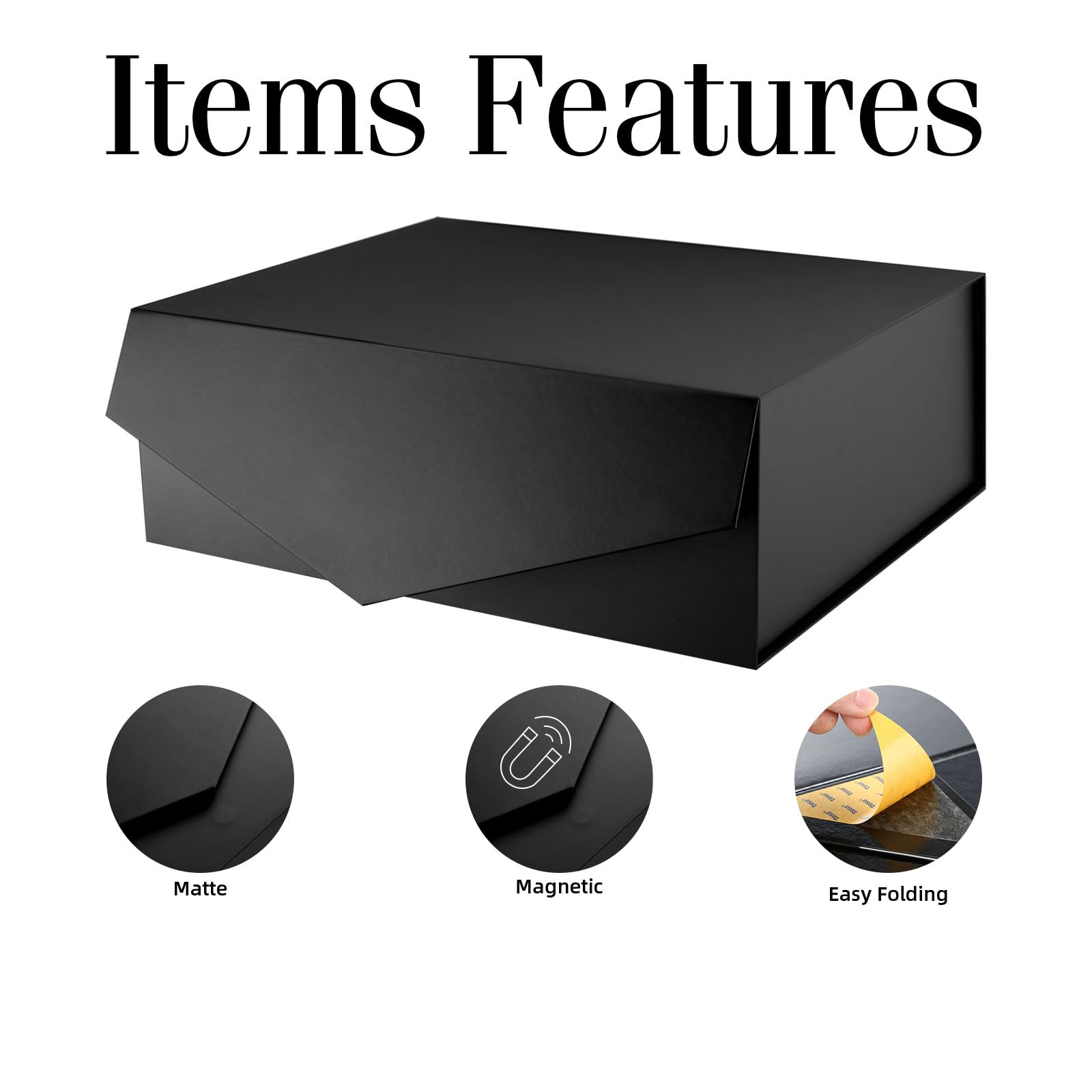 BLK&WH Extra große Geschenkbox mit Deckel, 50,8 x 40,6 x 17,8 cm, schwarze Geschenkbox für Kleidung und große Geschenke (mattschwarz) | Schwarze Geschenkbox für Kleidung und große Geschenke