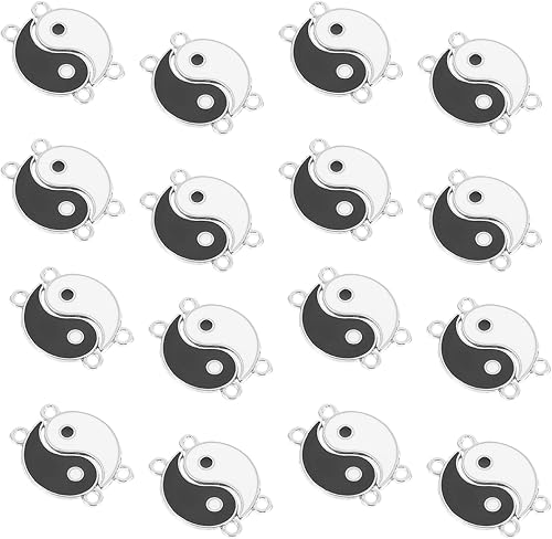 Miniatura 1 de EXCEART 24 dijes de Yin Yang esmaltados para Tai, llavero chino retro Feng Shui, adorno de buena suerte, riqueza para pulseras, collares,