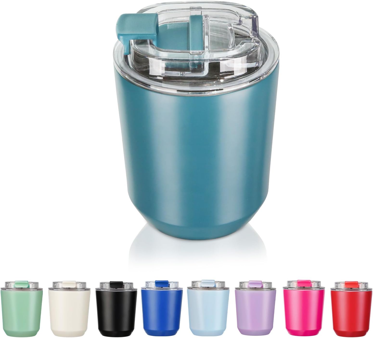 Insulated Tumblers with Lid, 10 oz Travel Coffee Mug Stainless Steel Vacuum Thermos Cup, Leak Proof Reusable Double Walled Coffee Tumbler for Iced and Hot Drinks,Peacock Blue (CM003)
