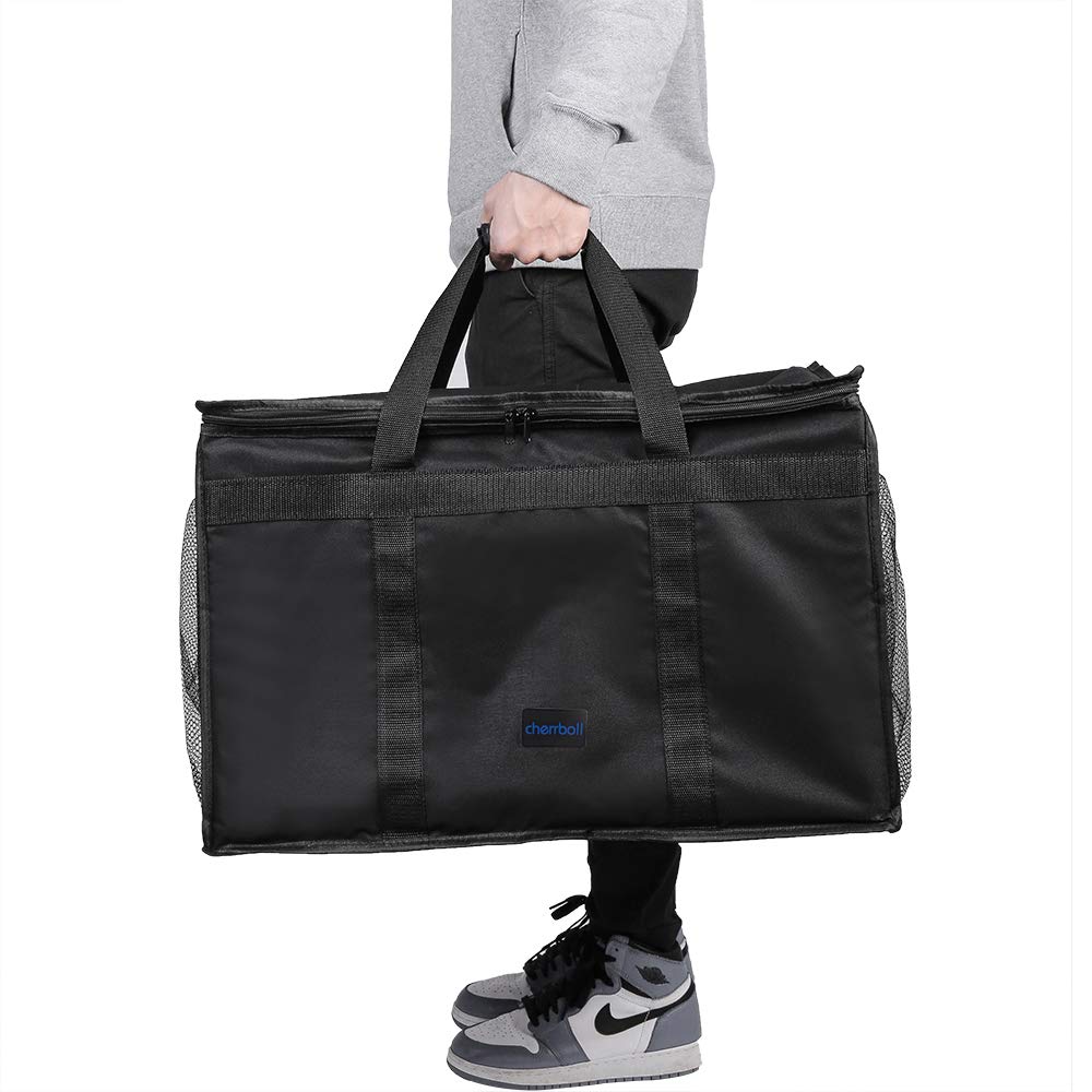 cherrboll Bolsa de entrega de alimentos aislada con bolsillos laterales, aislamiento grueso, transportador térmico comercial para restaurantes o transporte de alimentos, 23 x 14 x 15 pulgadas