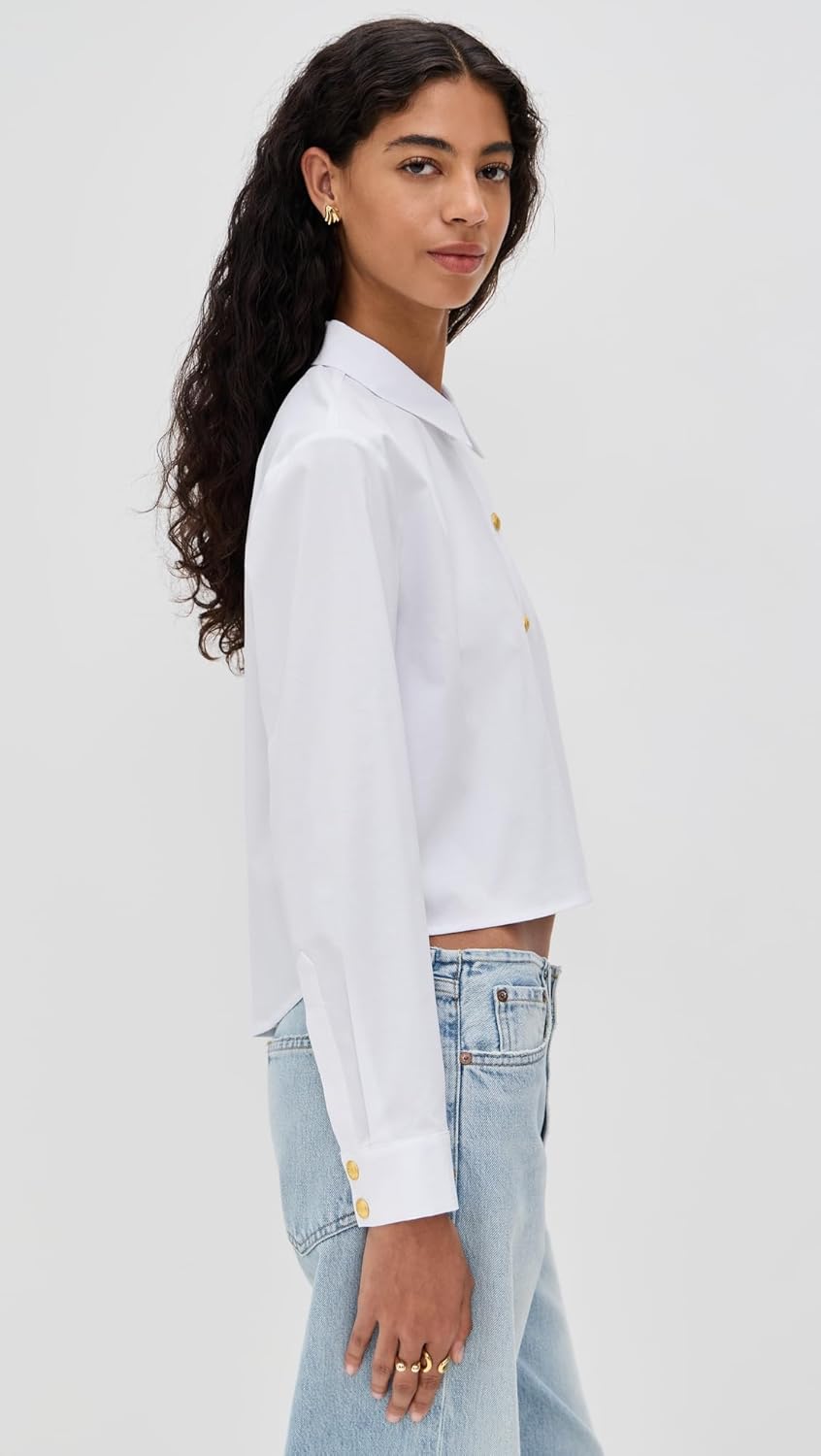 L'AGENCE Women's Cosette Crop High Low Shirt - Image 4