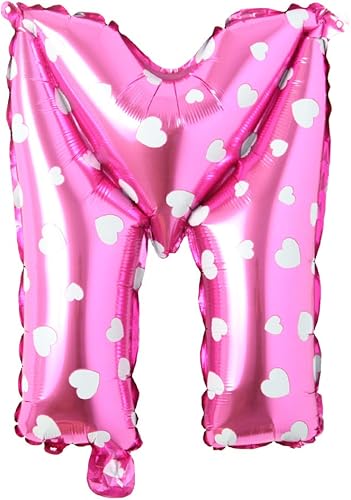 Globos de aluminio para colgar, de 16 pulgadas, color rosa con corazón, letras del alfabeto, para decoración de bodas, fiestas de cumpleaños, globos