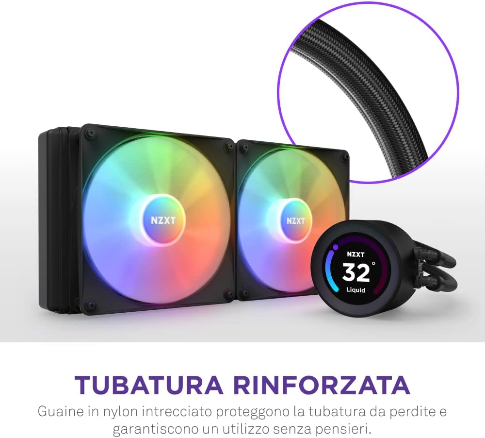 Kraken Elite 280 RGB - RL-KR28E-B1-280mm AIO CPU Liquid Cooler - Customizable 2.36" Wide-Angle LCD Display for GIFs - Sistema di raffreddamento - Immagine 6