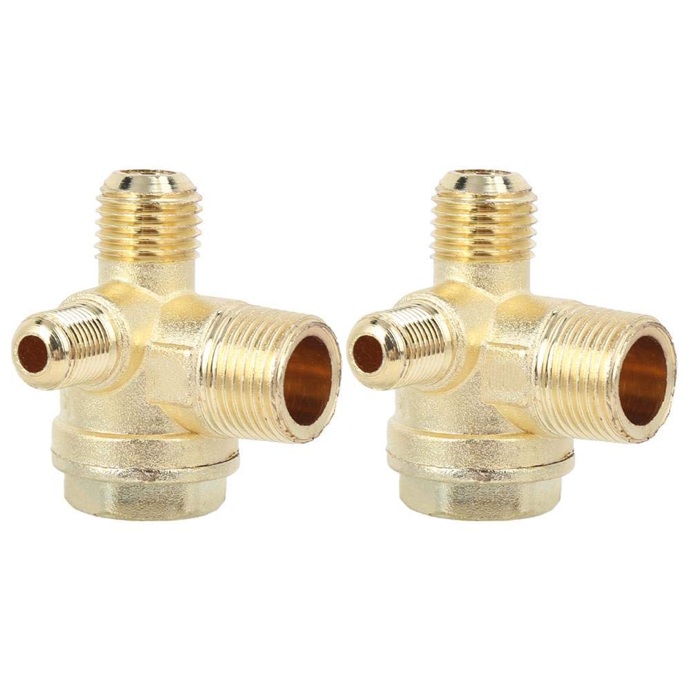 2 Pack Thread 3-Way Air Compressor Valve, 16mm 14mm 10mm Male Threaded Non-Return Check Valve, 3 Port Zinc Central Pneumatic Connector Tool