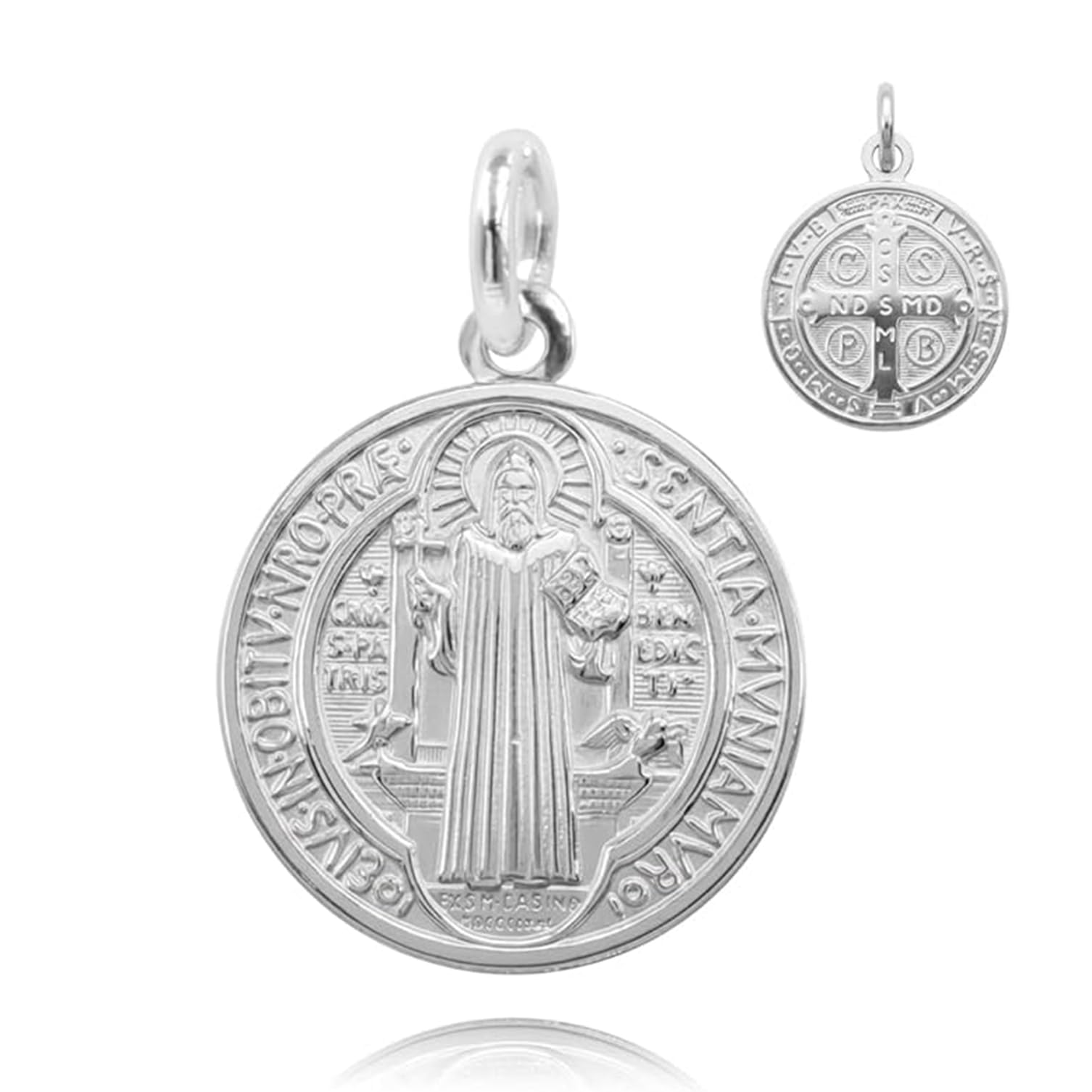 Medaglia San Benedetto 19 mm in argento sterling