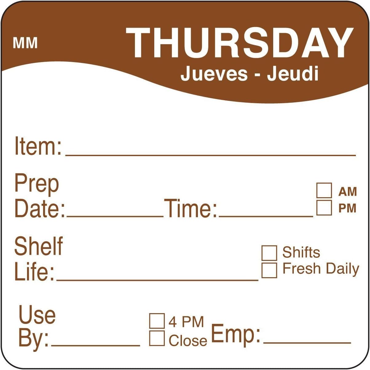 DayMark Safety SystemsIT1122124 Day of The Week 2" x 2" Removable Label, Thursday (Roll of 500)