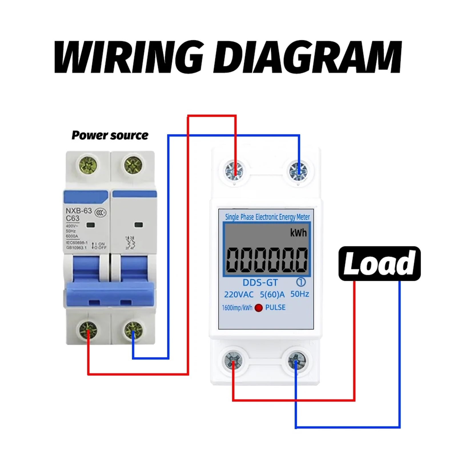 Jednofazowy dwuprzewodowy cyfrowy miernik energii z wyświetlaczem LCD zużycie energii elektrycznej 230 V AC 60 A 50 Hz watomierz (pojedynczy bez podświetlenia)