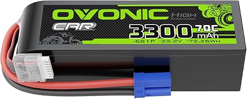 OVONIC Batería Lipo de 22.2V 70C 3300mAh 6S con enchufe EC5 para RC coche, barco, camión, helicóptero, avión, carreras, modelos