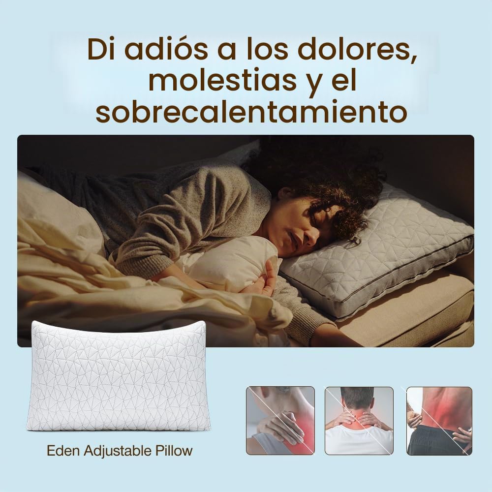 Coop Home Goods Eden Cool - Almohada Ajustable, tamaño King, Espuma viscoelástica Ajustable con infusión de Gel, Tela Lulltra Suave y Transpirable, Ideal para Todos los Que Duermen - Certificado