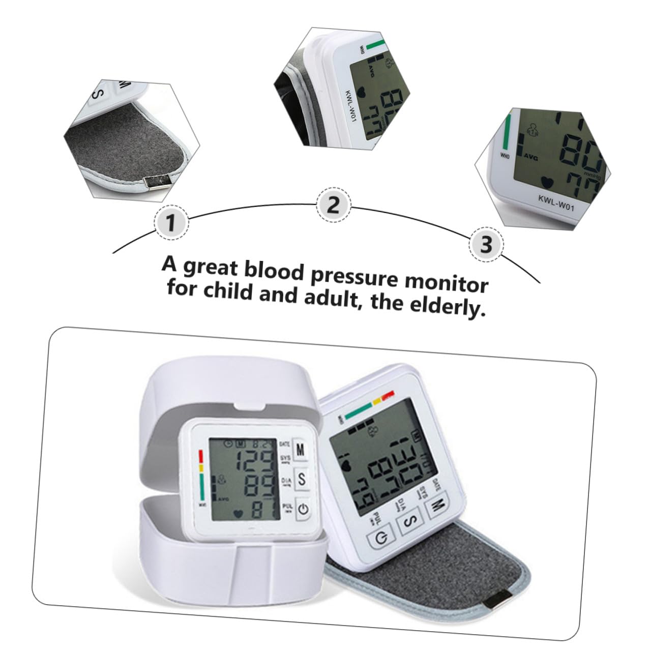 Misuratore Pressione Polso Digitale Portatile Monitor Durevole per Uso Domestico Compressione Automatica Intelligente Design Compatto e Spegnimento Automatico per Anziani e