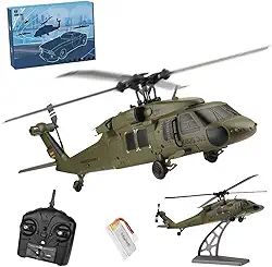 WL K170 RC Helicopter for Adults, UH-60L 170 Size 2.4G 4CH Flybarless Remote Controlled Aircraft Plane with Display Stand and Helipad, One-Key Takeoff/Landing, Outdoor Hobby RC Model
