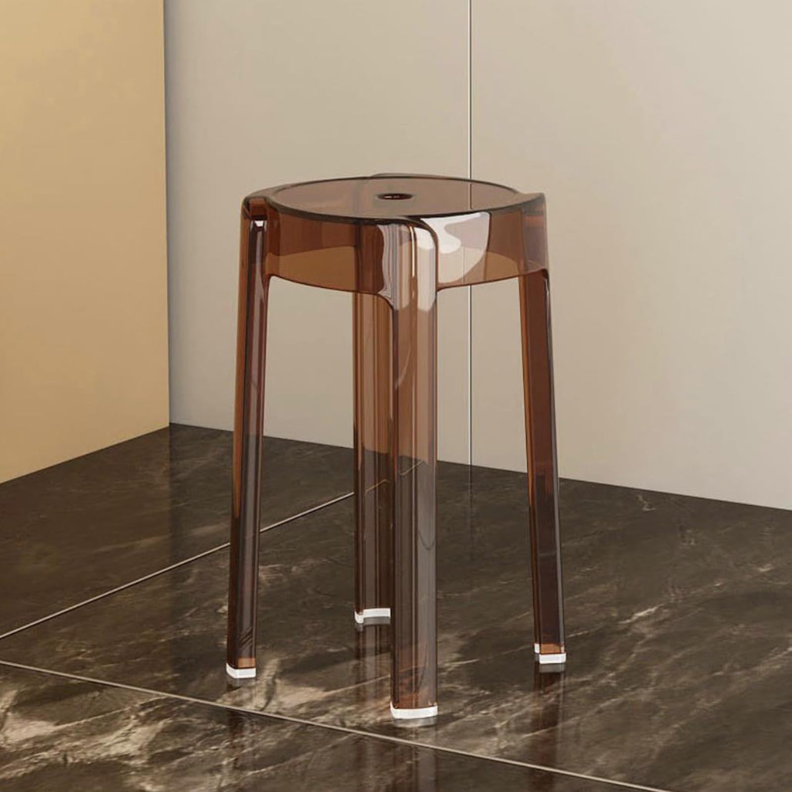 Barhocker aus Acryl, stapelbar, rückenfrei, modernes Design für Küche und Bad, Innenbereich, perfekt für Ess- und Duschbereiche