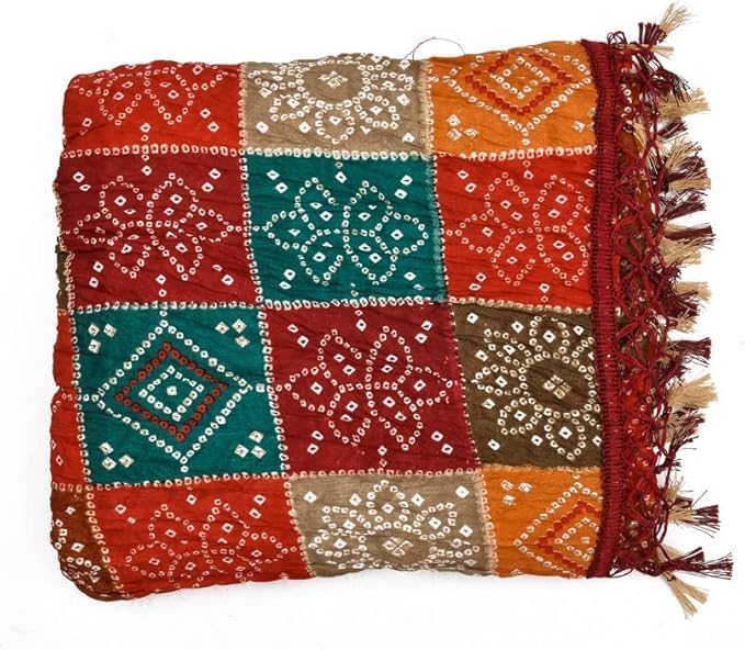 Indian Women’s Rajasthani Bandhej Dupatta – 2.25 Meter Chinon Silk Multicolor Bandhani Dupatta for Kurta, Lehenga, Gown & Indian Ethnic Wear | Festive & Party Wear - Image 2