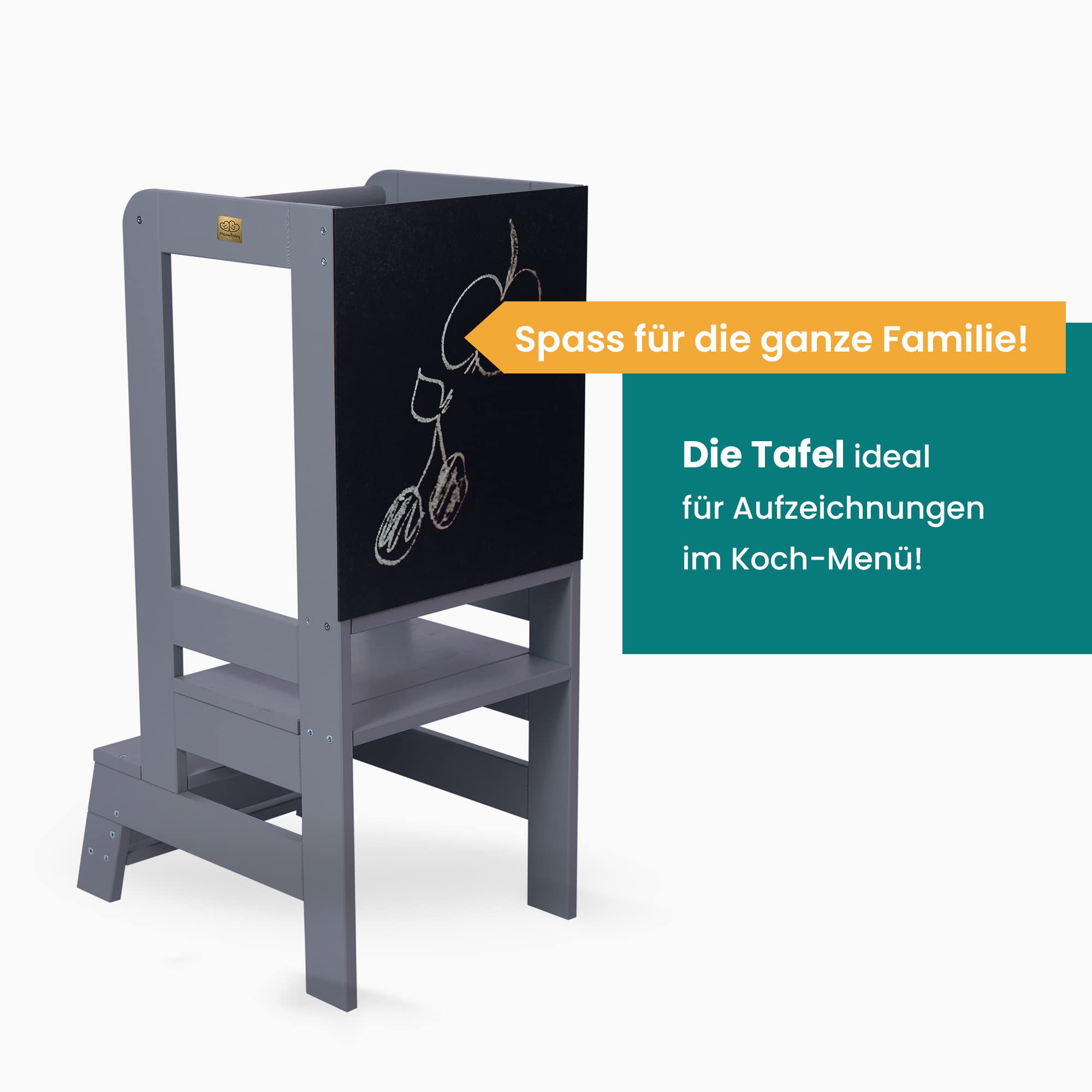MEOWBABY Lernturm – Höhenverstellbarer Montessori Learning Tower für Kinder – Lernturm ab 1 Jahr – Sicherer Kinder Tritthocker – Holz Küchenhelfer für Küche & Alltag, Weiß