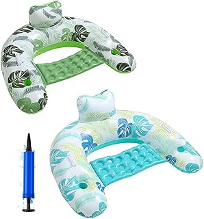 2 Pack Inflatable Pool Floats Chairs,Inflatable Floating Pool Chair Lounge Float with Cup Holders Pool Toys Pool Floaties for Adults,Pool Floats Adult Size for Swimming Pool