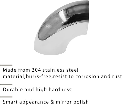 Miniatura 5 de Codo de escape de acero inoxidable, codo de curva de mandril de 90, grosor TTZEZE de 0.059 in, material SUS304, tubo de escape de codo para tubo de