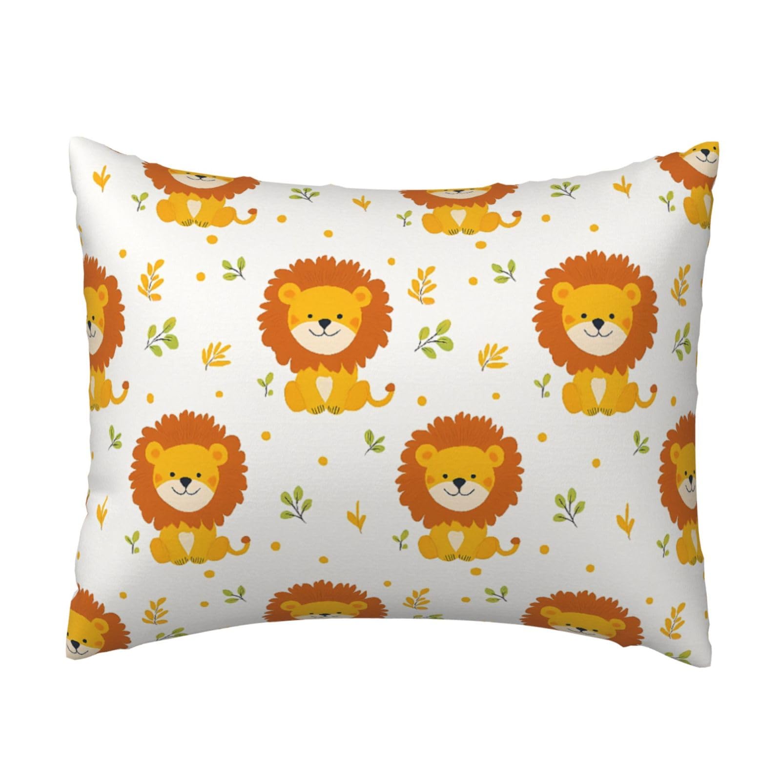 Cute Cartoon Lion and Leaf Pillowcase Soft Plush with Zipper Decorative Pillowcovers 16x20 in