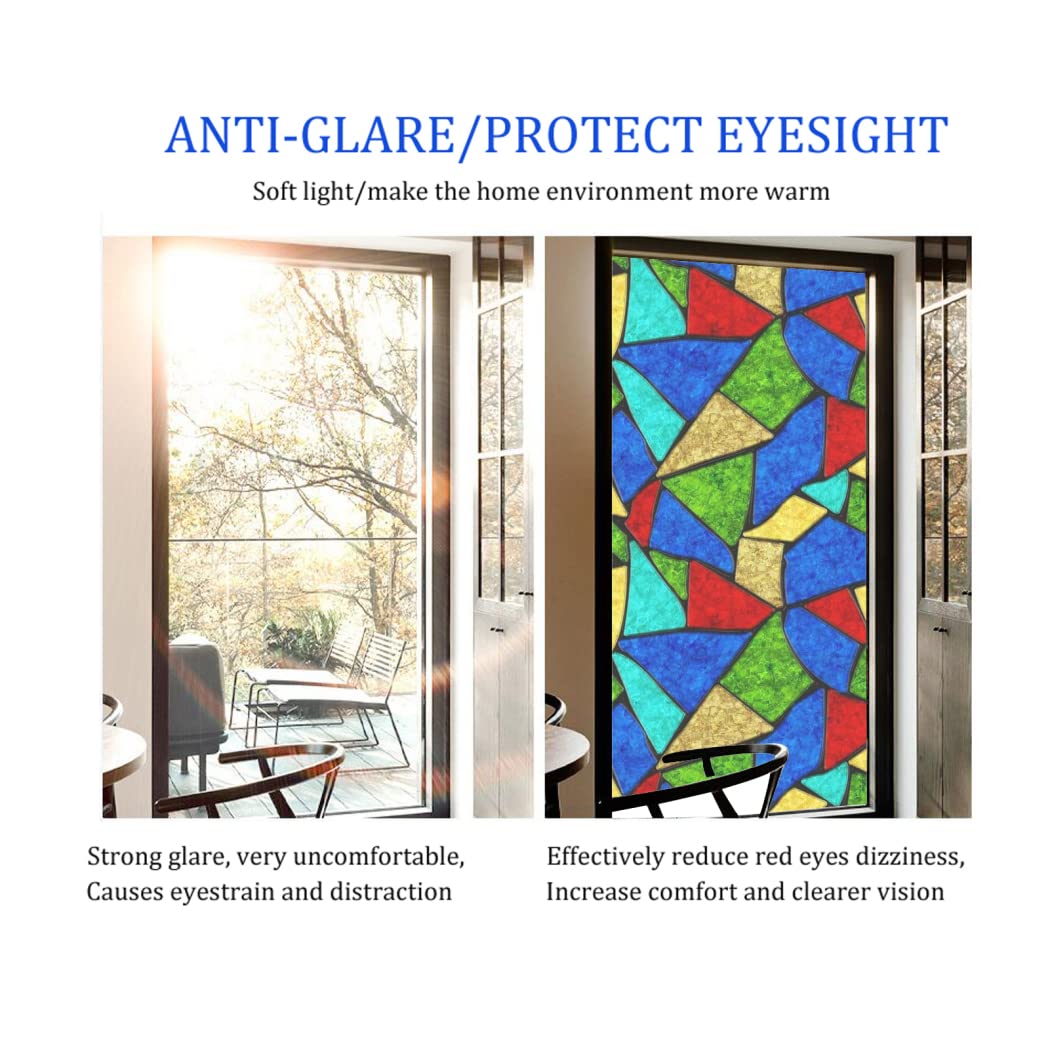 Film Fenêtre Givré Décoratif Auto-Adhésif Siunwdiy - Vitrail Rétro Église Pour Confidentialité Et Décoration 60x120cm