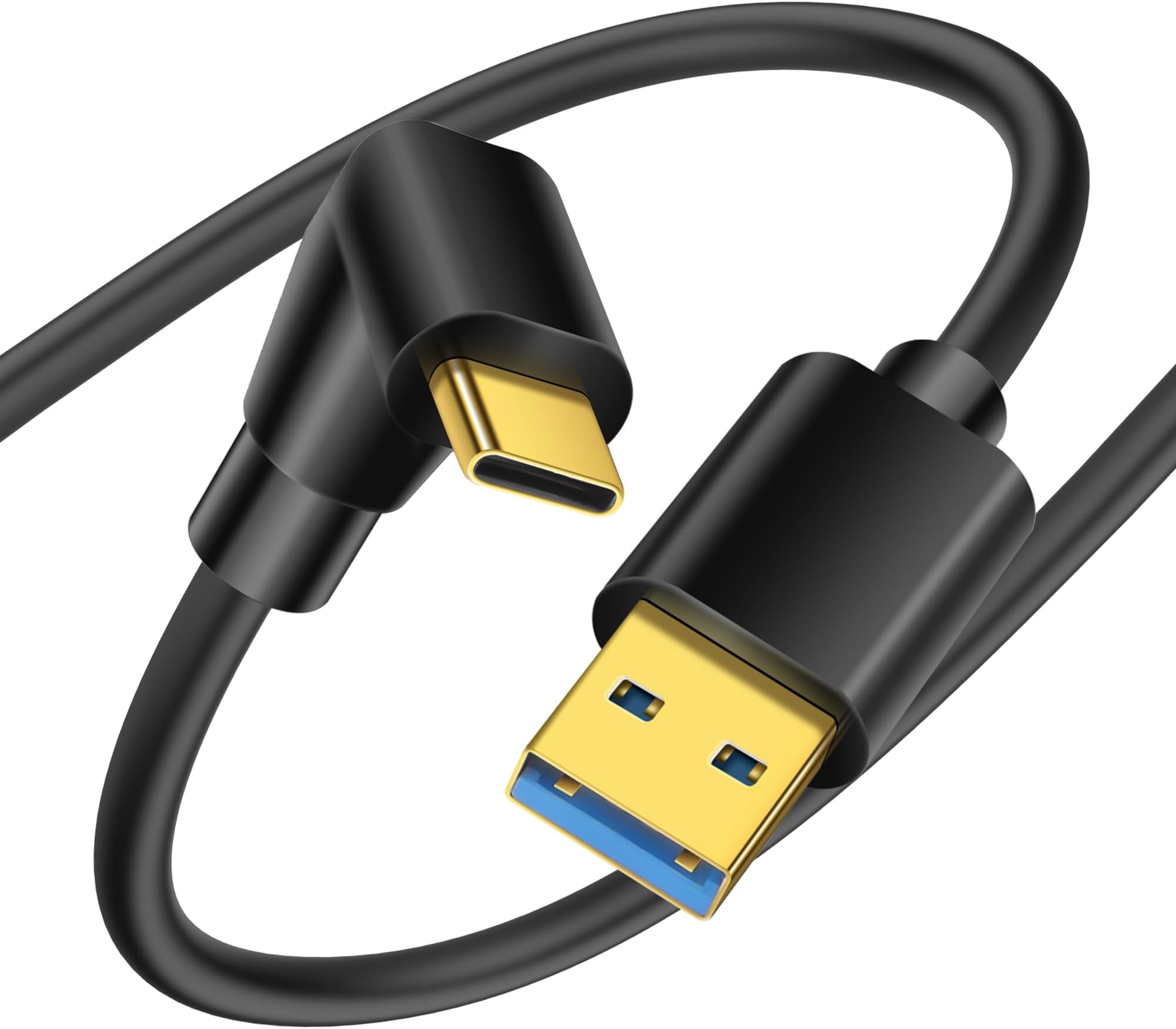 YACSEJAO 90 Degree USB Type C Cable USB 3.0 A to USB C Up & Down Angle Fast Charge Cord Compatible with Notebook, PC, Tablet, Phone and More (0.25M/0.8FT)