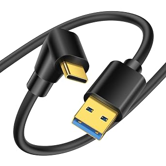 YACSEJAO 90 Degree USB Type C Cable USB 3.0 A to USB C Up & Down Angle Fast Charge Cord Compatible with Notebook, PC, Tablet, Phone and More 1.5M/4.9FT