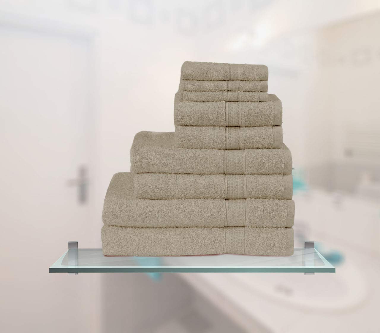 Northern Luxe 8 pcs Pure Luxury 600GSM 100% Woven Cotton Soft Plusy and Fluffy Towel Bale Set (Mushroom)
