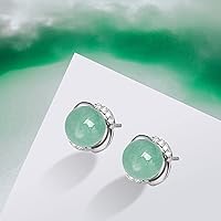 Vista 21 de Jade Earrings Studs,Green Jade Earrings for Women,925 Sterling Silver Earrings Studs for Sensitive Ears,Handmade Jade Earrings for Birthday
