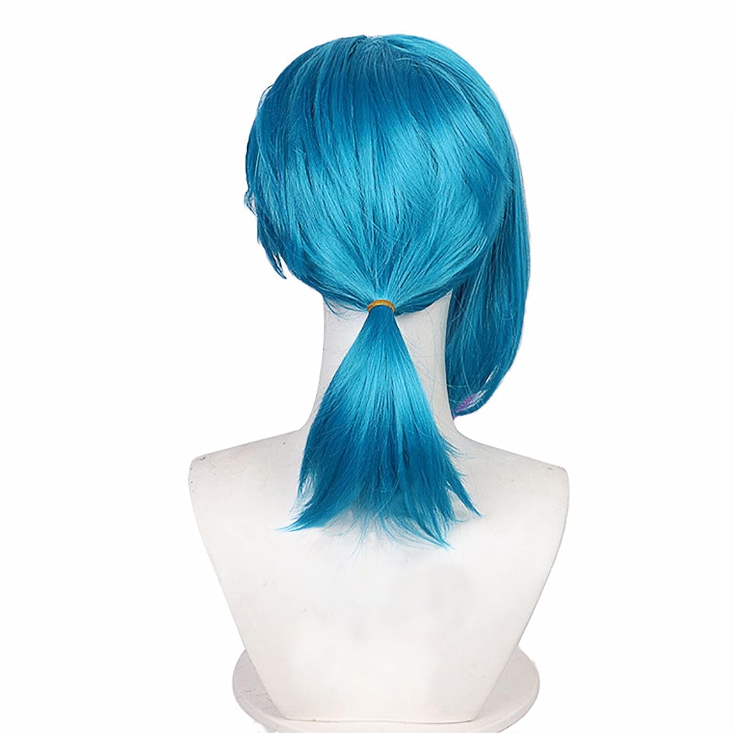XiongXiongLe Blue Short Cosplay Wig Women Costume Mixed Purple Highlights Straight Hairs Wigs for Adult Cos Party Halloween Christmas Comic - Image 3