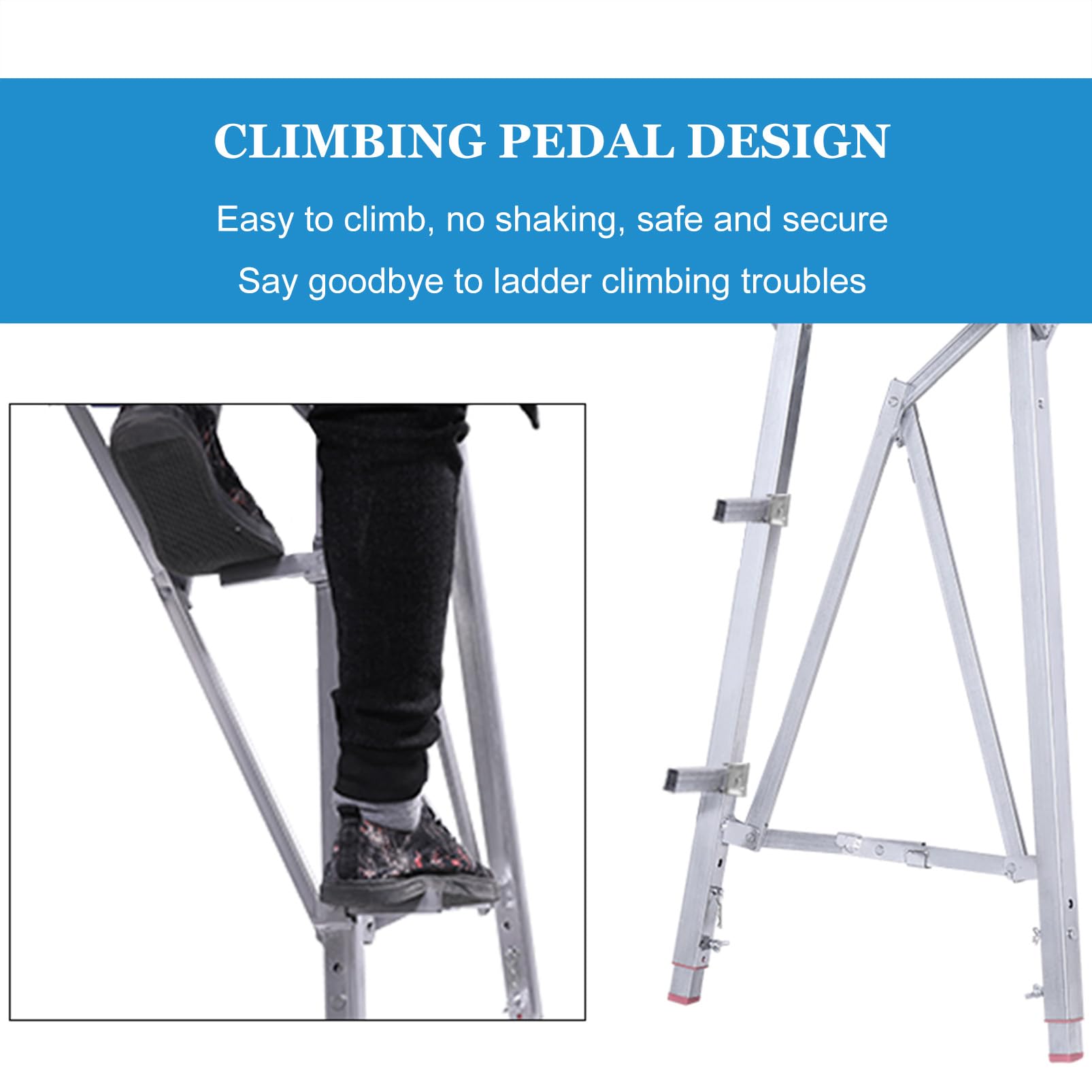 Piattaforma pieghevole a scala, resistente sgabello da banco per cartongesso, ponteggi portatile per la pulizia di camper, pareti ad alta pittura e decorazione, ideale per uso domestico e ufficio