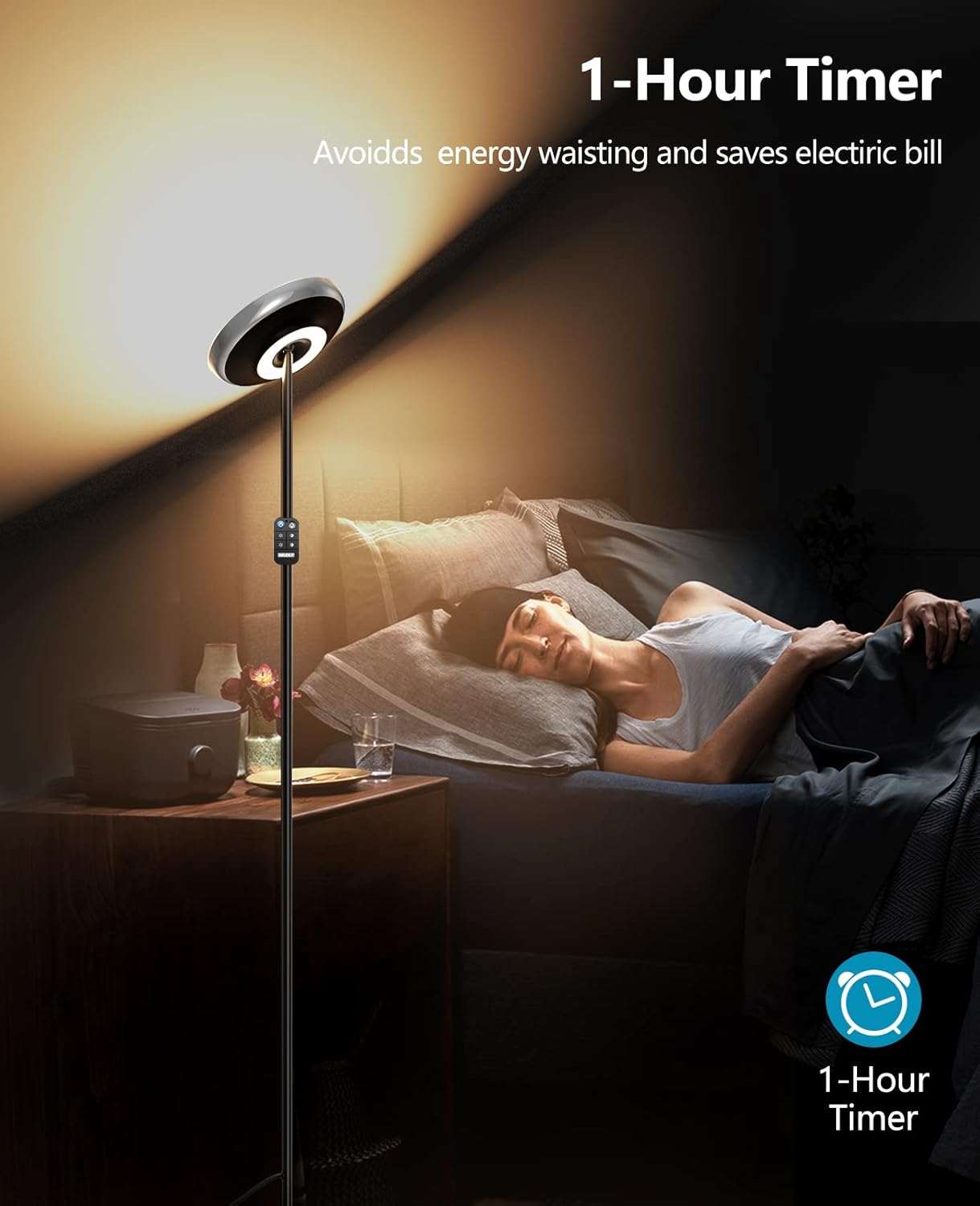 HILOLY Floor Lamp, Double Side LED Modern Torchiere Floor Lamps for Living Room 4 Color Temperatures and Brightness Standing Lamps - Adjustable Height Led Reading Lamps for Bedroom,Office