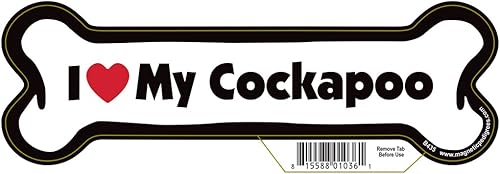 Imán de hueso de perro de 7 pulgadas, funciona muy bien en automóviles, refrigeradores, buzones y más (I Love My Cockapoo)