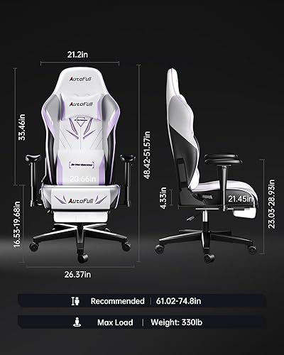 Miniatura 3 de AutoFull C3 - Silla ergonómica para videojuegos, silla de computadora con cojín ergonómico sin alas, silla de oficina de piel sintética con almohada