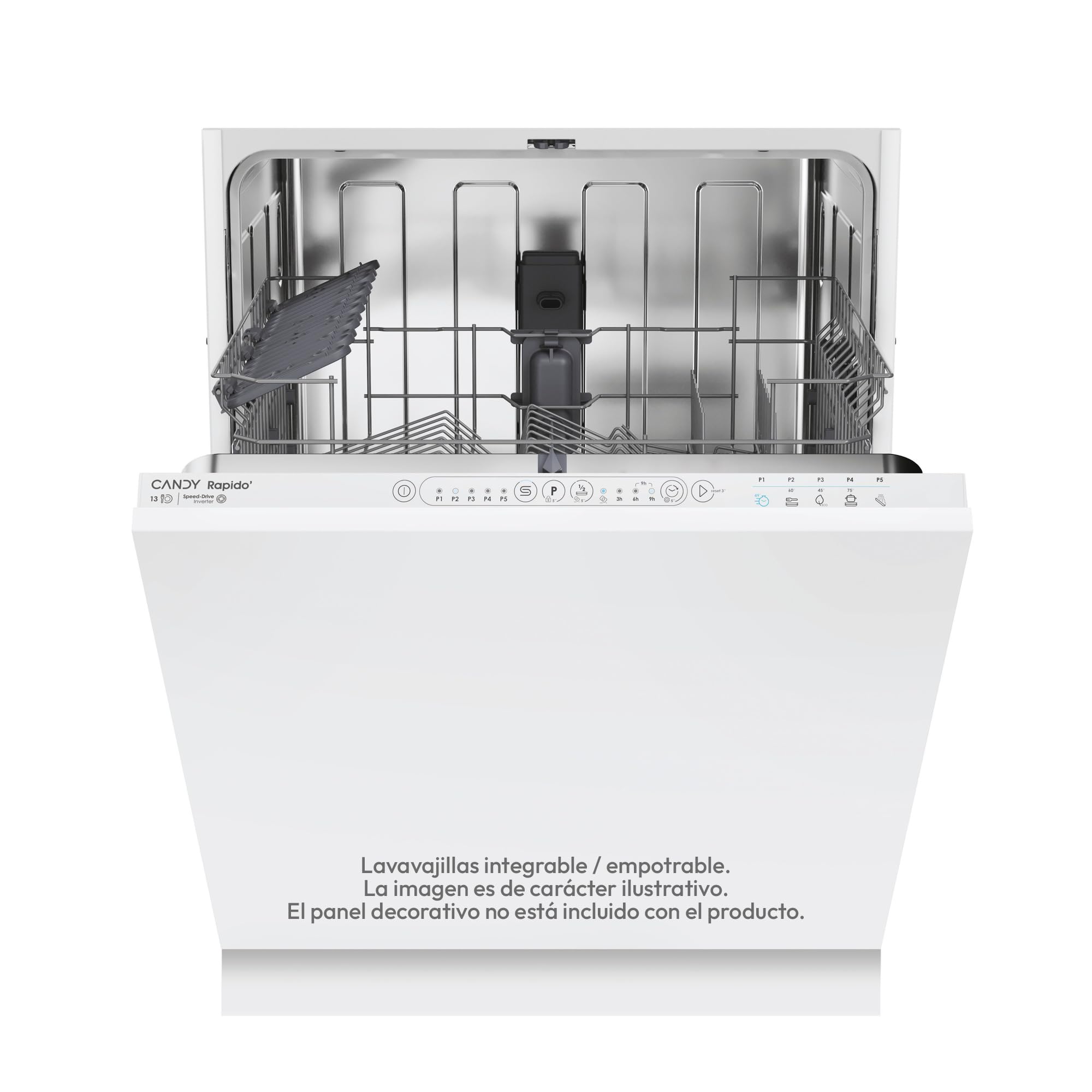 Candy Rapidò CI 3E53E0W, Lavavajillas Integrable 60 CM, 13 Servicios, Digital, 53 Dba, 5 Programas, Motor Inverter, Indicador Fin de Ciclo, Inicio Diferido 3-​6-​9 horas