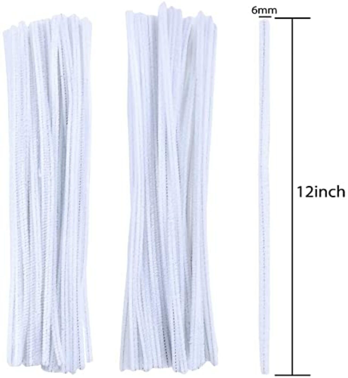 100 White Pipe Cleaners Chenille Stem 6mm x 30cm,Craft for Kids Pipe Cleaners Craft Supplies, Art, Crafts for Kids - Image 3