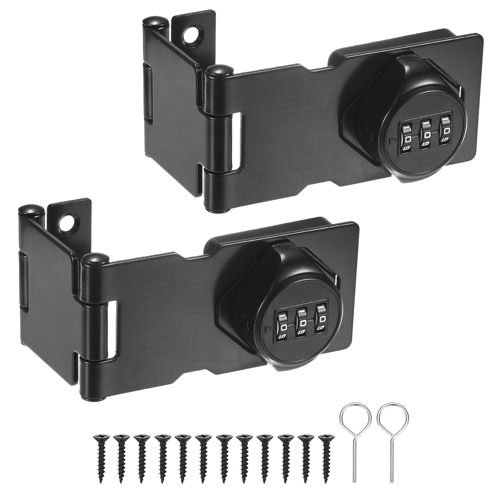 Verrou à combinaison 90/180 degrés mécanique en zinc noir pour porte de grange
