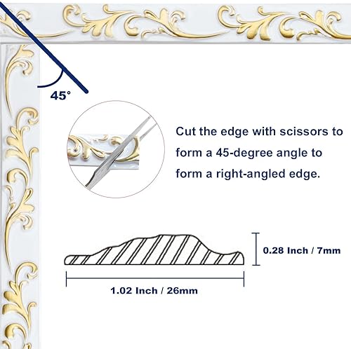 Miniatura 10 de Duzzy Moldura para pared, 16.4 pies, autoadhesiva, flexible, para despegar y pegar, moldura de techo adecuada para borde de espejo, pared de fondo