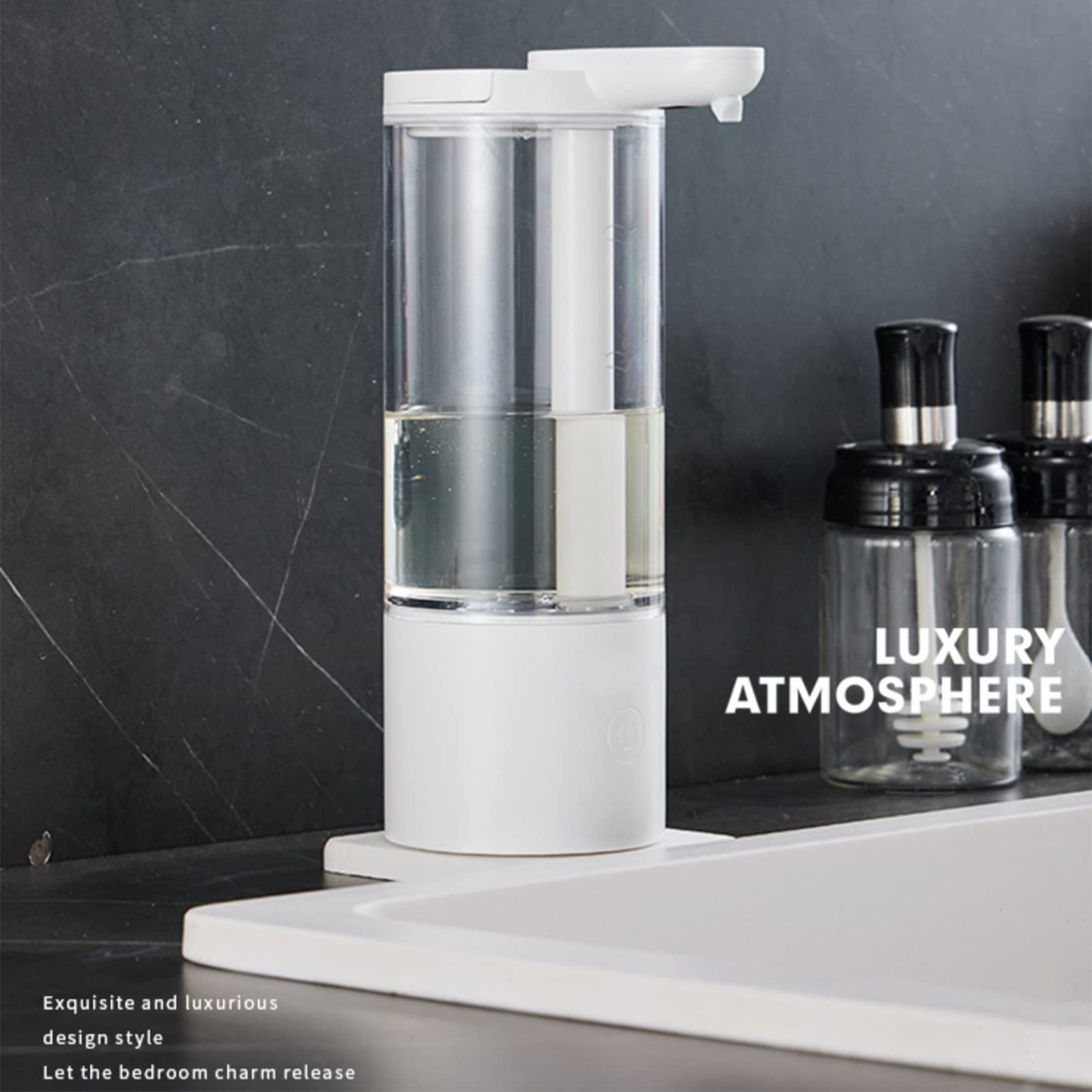 Dispenser Sapone Automatico, Dispenser Sapone Bagno 500ml Ricaricabile, Dispenser Sapone Cucina Non Touch, Dispenser Detersivo Lavatrice con Sensore IPX5 Impermeabile USB Ricaricabile