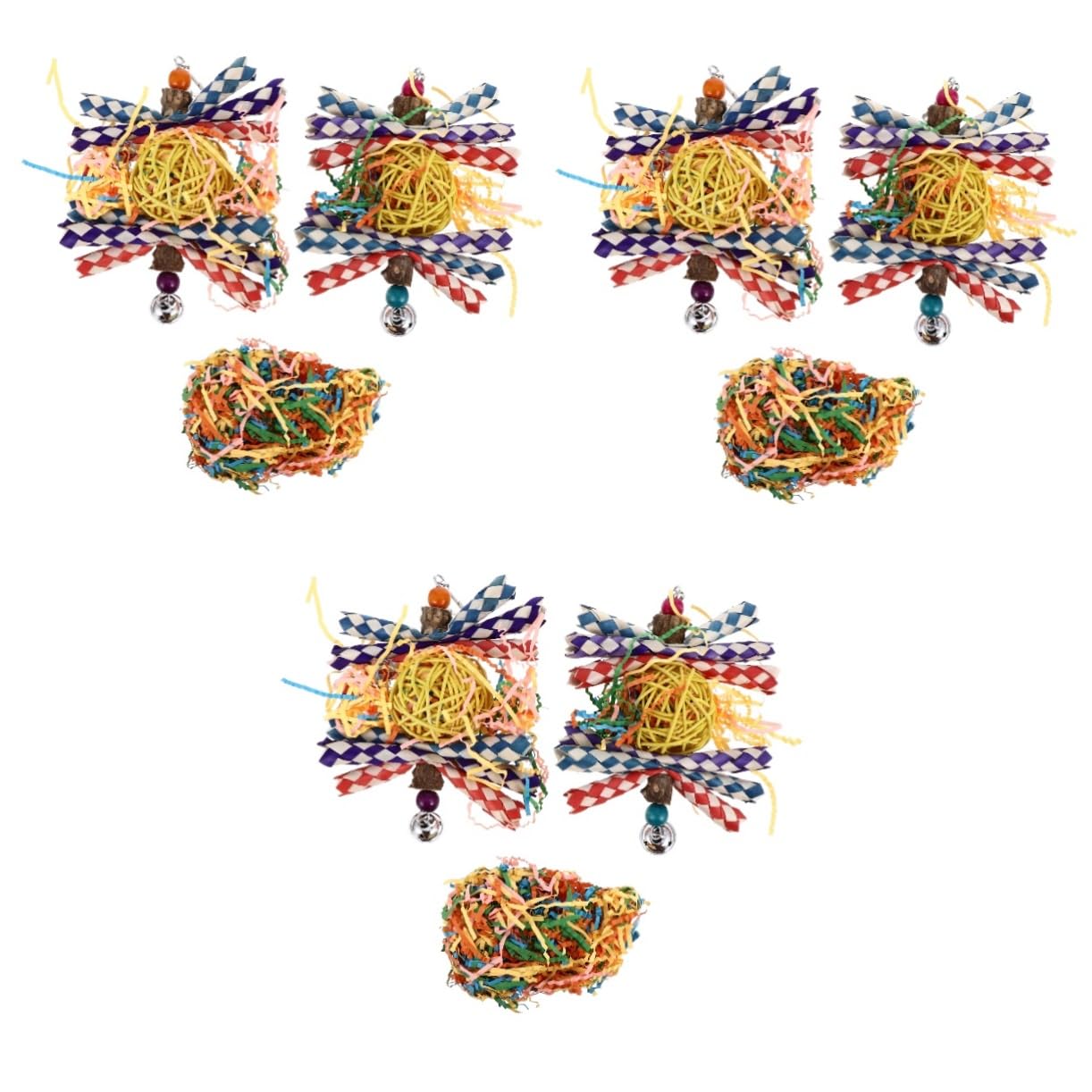 FRCOLOR 3stücke Buntes Papageien-kauspielzeug Aus Naturmaterialien Für Zähneknirschen Und Spielen Von Kleinen Und Mittelgroßen Vögeln Fördert Körperliche Aktivität Und Einsamkeit