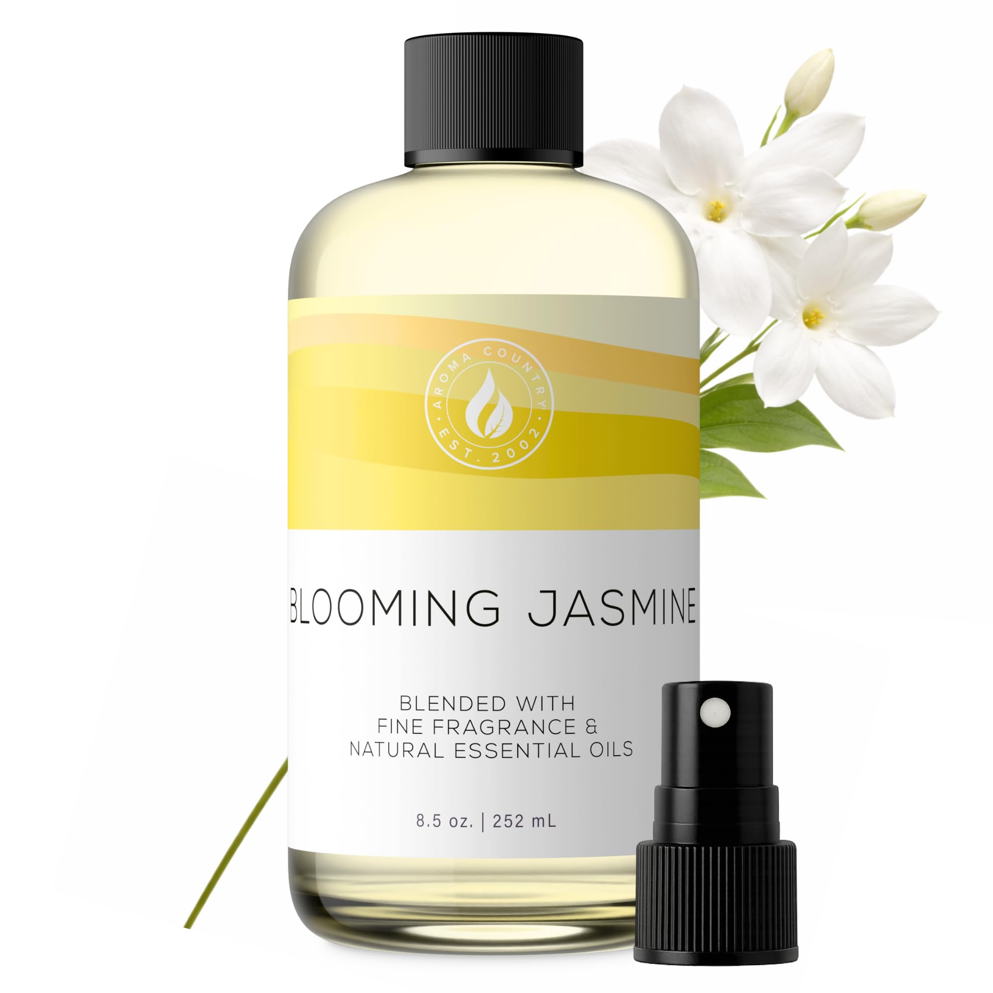 Aroma Country Blooming Jasmine Diffuser Oil - Luxury Essential Oils for Diffuser Refill & Air Freshener Room Spray - Long-Lasting & Natural Home Fragrance, Scented Oil (8.5 Fl. oz)