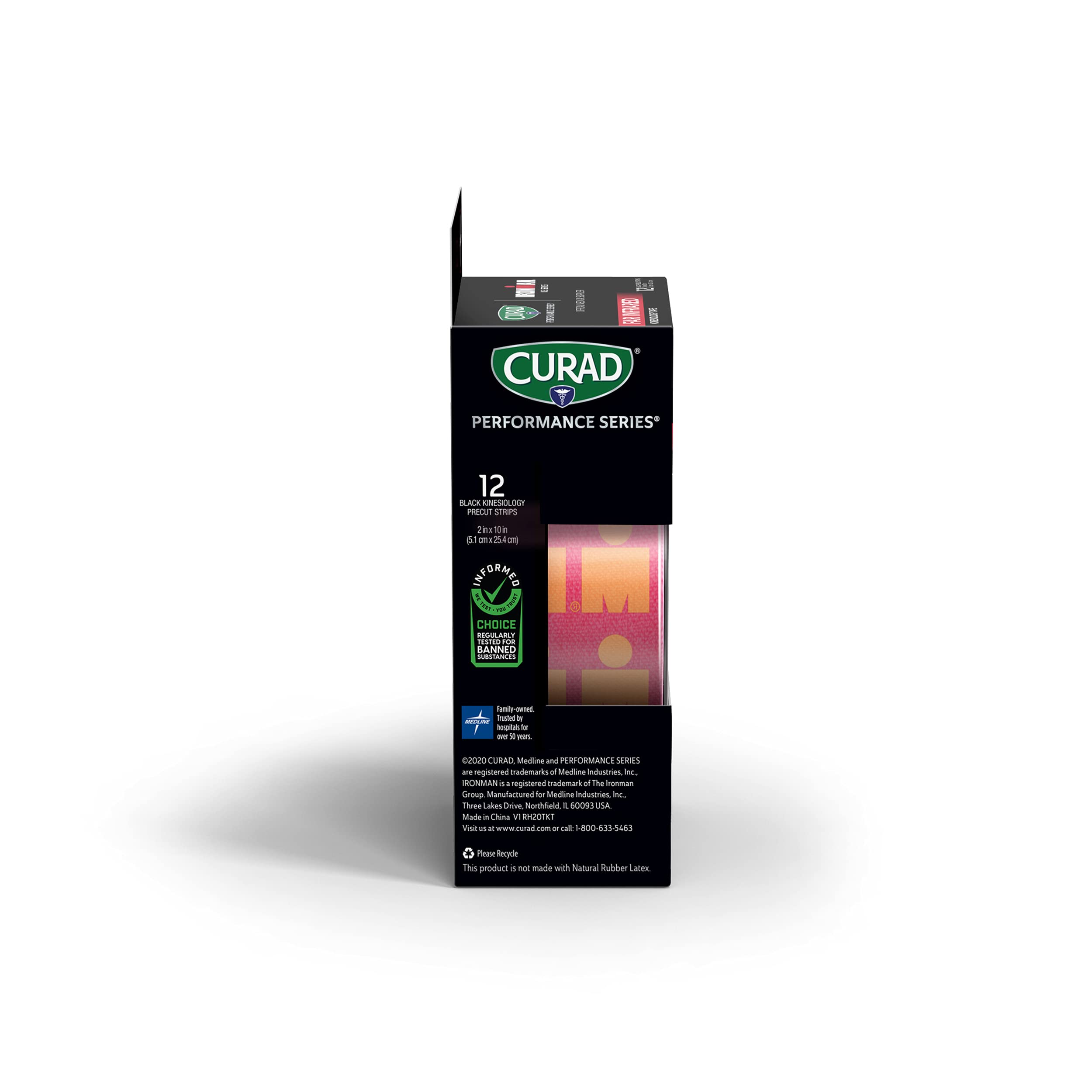 CURAD Performance Series Far Infrared Kinesiology Tape, Pink, 2″ x 10″ Strips, 1 Count