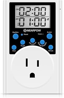 Timer Outlet, Nearpow Multifunctional Infinite Cycle Programmable Plug-in Digital Timer Switch with 3-Prong Outlet for Appliances, Energy-Saving Timer, 15A/1800W