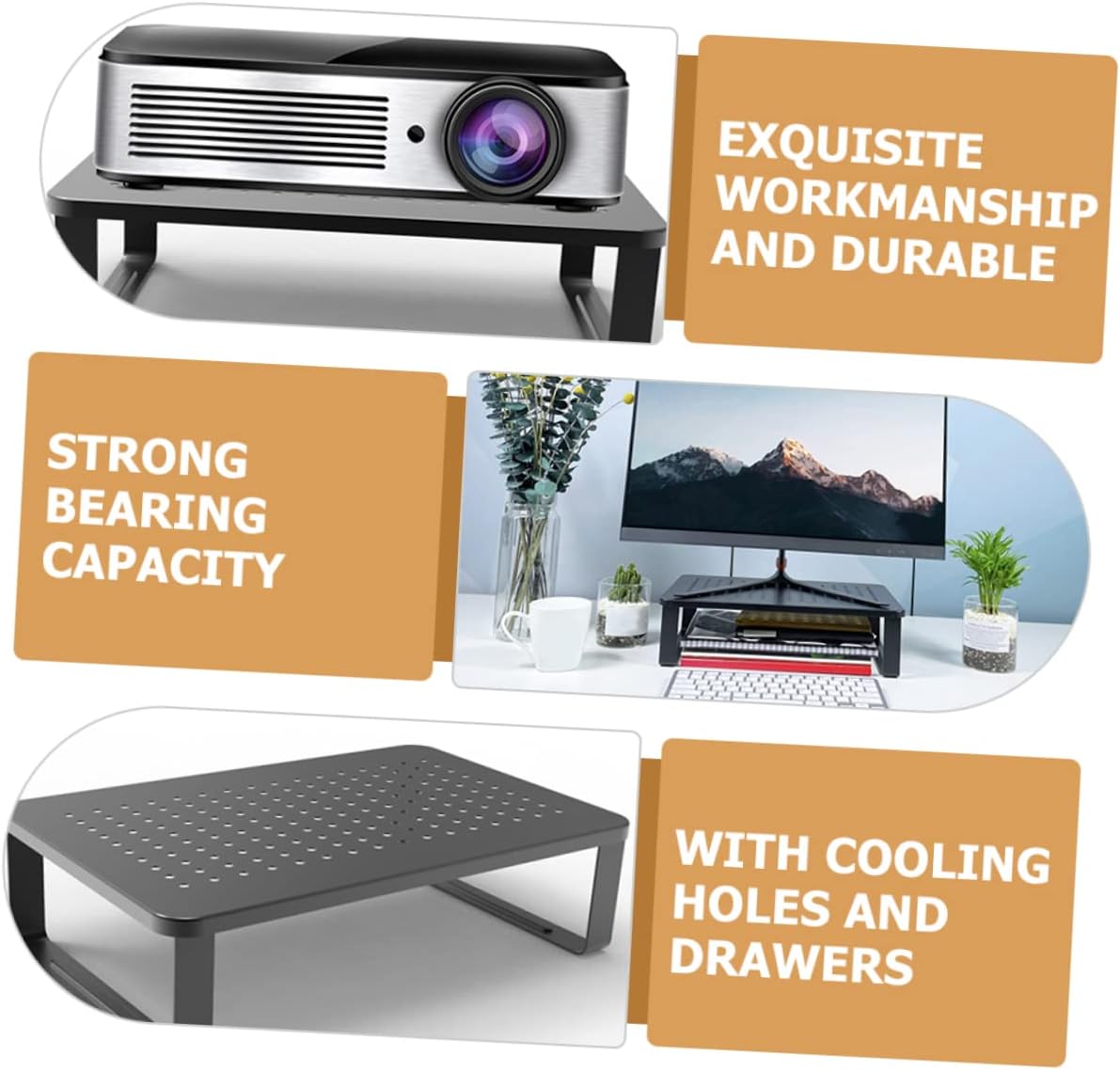 jojofuny Monitor Riser with Ergonomic Laptop Stand for Desk Space-saving Desktop Organizer with Heat Dissipation for Office and Home Use