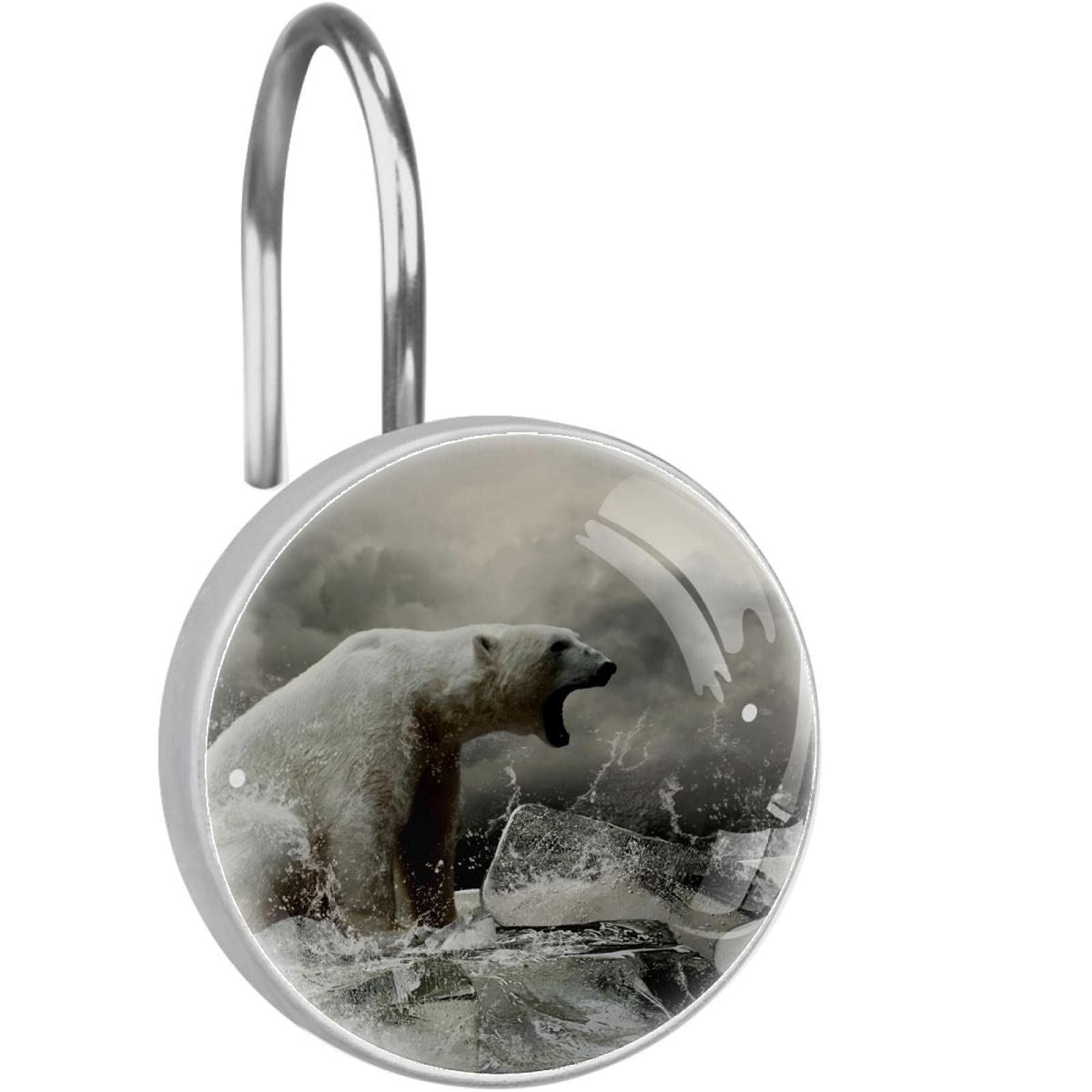 Crochets pour rideau de douche ours polaire anneaux suspension acier inoxydable salle de bain