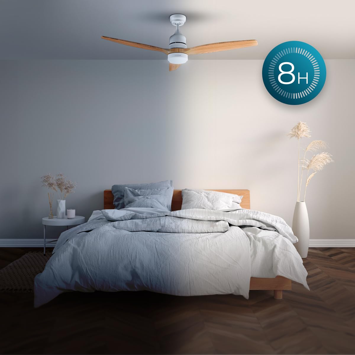 Cecotec Deckenventilator EnergySilence Aero 5230 WhiteWood. 40W DC-Motor, 3 Hocheffiziente Flügel, 6 Einstellbare Geschwindigkeitsstufen, Durchmesser von 52", Sommer-/Winterfunktion